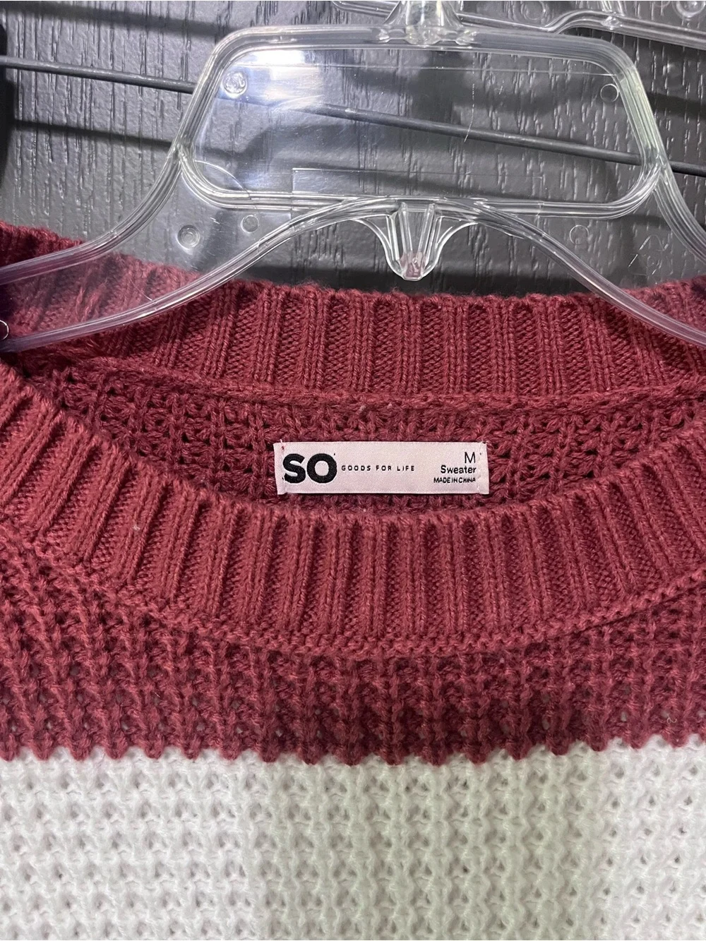 SO Striped Crewneck Sweater - Mauve, Pink, White, Brown - Picture 2 of 2